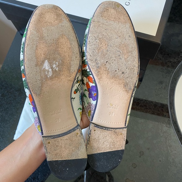 Gucci Princetown White Floral Canvas Loafers sandals EU 38 - Picture 7 of 16